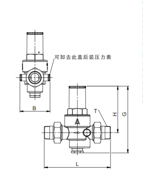 乐天堂阀门黄铜可调式减压阀结构图