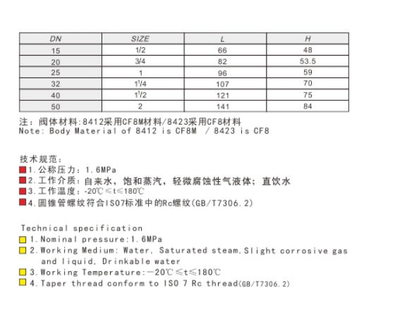 乐天堂不锈钢止回阀技术参数图