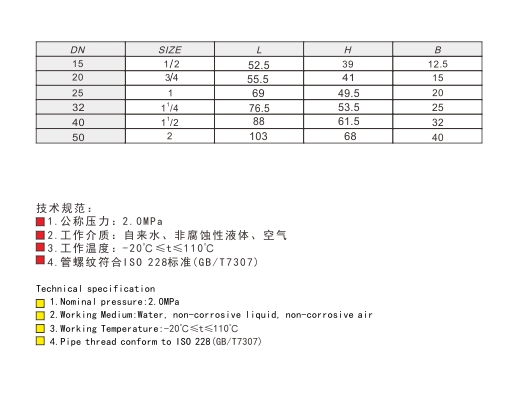 乐天堂黄铜带锁球阀链接尺寸