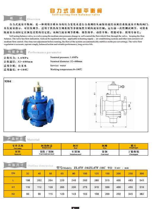 乐天堂自力式流量平衡阀参数图