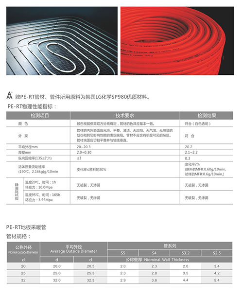 乐天堂PE-RT地暖管规格参数