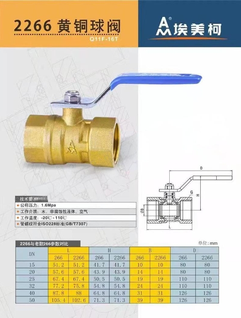 乐天堂2266铜球阀详细参数
